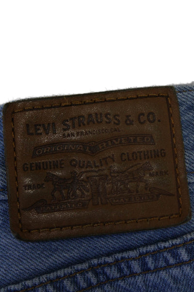 Levis Womens Cotton Button Straight Leg Distressed Jeans Blue Size EUR 26