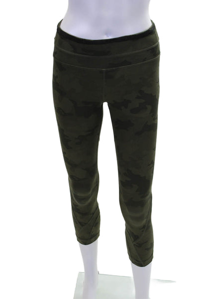 Lululemon Womens Spandex High Waisted Textured Lined Camo Printed Green Size S