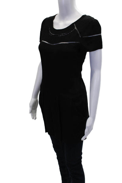 Comptoir Des Cotonniers Womens Cotton Short Sleeve Basic Blouse Black Size EUR 3