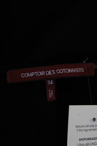 Comptoir Des Cotonniers Womens Cotton Short Sleeve Basic Blouse Black Size EUR 3