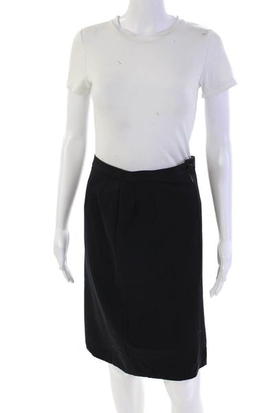 Escada Margaretha Ley Womens Back Zip Knee Length Pencil Skirt Navy Wool IT 40