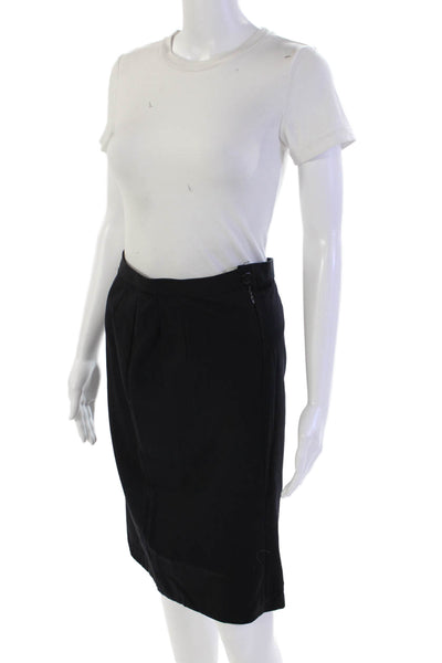 Escada Margaretha Ley Womens Back Zip Knee Length Pencil Skirt Navy Wool IT 40