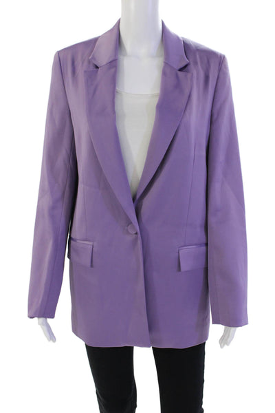 Zara Womens Single Button Notched Lapel Satin Blazer Jacket Purple Size Small