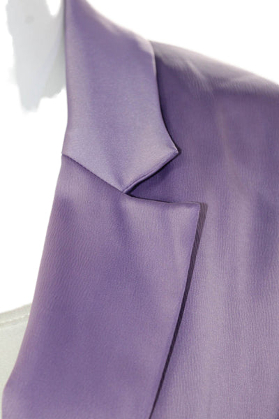 Zara Womens Single Button Notched Lapel Satin Blazer Jacket Purple Size Small