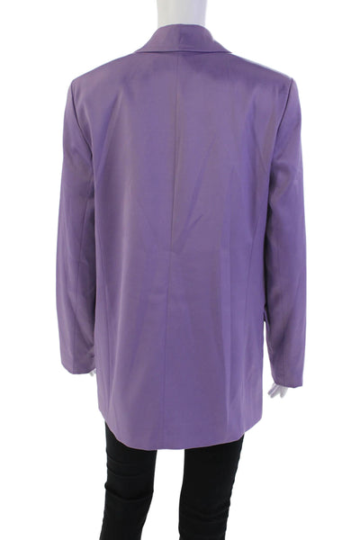 Zara Womens Single Button Notched Lapel Satin Blazer Jacket Purple Size Small