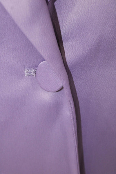 Zara Womens Single Button Notched Lapel Satin Blazer Jacket Purple Size Small