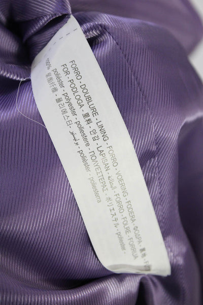 Zara Womens Single Button Notched Lapel Satin Blazer Jacket Purple Size Small