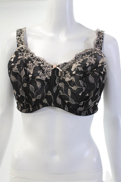 Fayreform Womens Floral Adjustable Straps Classic Bra Black Size 40F