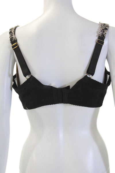Fayreform Womens Floral Adjustable Straps Classic Bra Black Size 40F