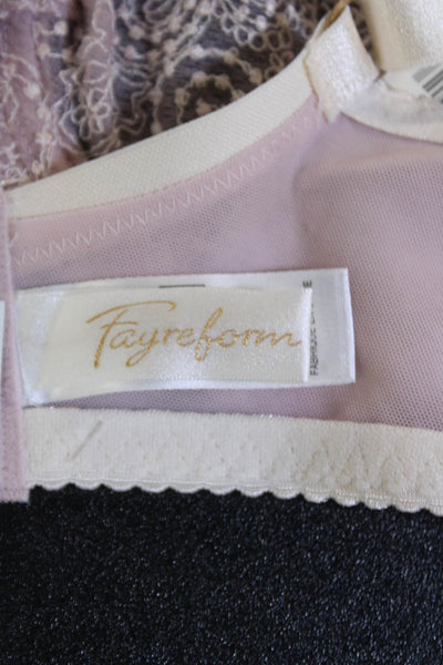 Fayreform Womens Sheer Floral Print Bow Accent Full Coverage Bra Pink Size 38E