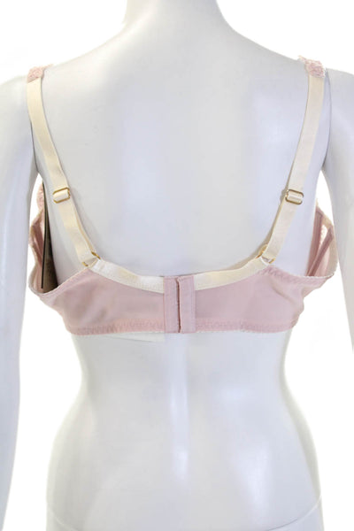 Fayreform Womens Sheer Floral Print Bow Accent Full Coverage Bra Pink Size 38DD