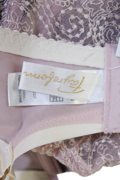 Fayreform Womens Sheer Floral Print Bow Accent Full Coverage Bra Pink Size 38DD