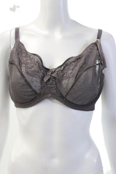 Princesse Tam Tam Womens Lace Sheer Polka Dot Full Coverage Bra Purple Size 38E