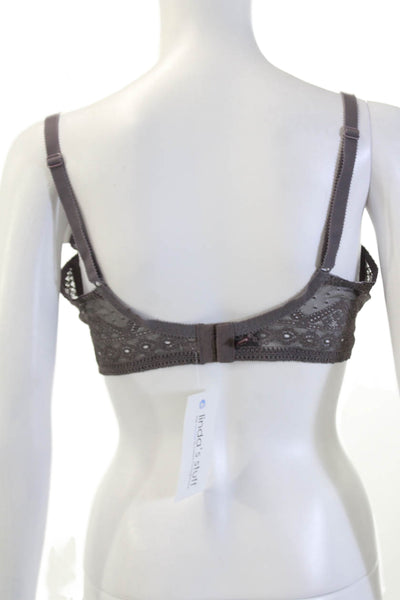 Princesse Tam Tam Womens Lace Sheer Polka Dot Full Coverage Bra Purple Size 38E