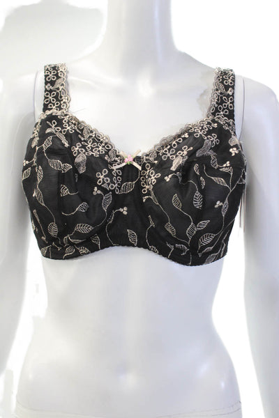 Fayreform Womens Floral Adjustable Straps Classic Bra Black Size 38E