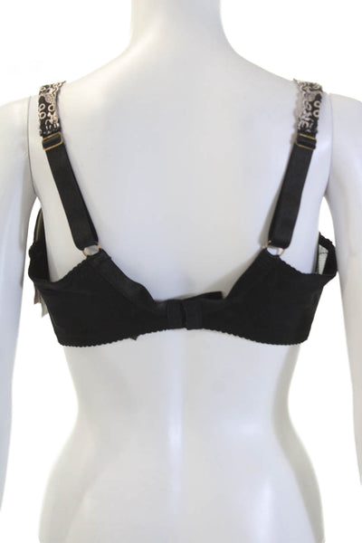 Fayreform Womens Floral Adjustable Straps Classic Bra Black Size 38E