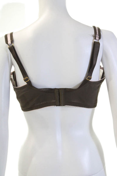 Fayreform Womens Floral Embroidered Sheer Full Coverage Bra Brown Size 38D
