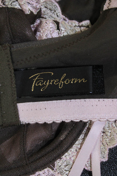 Fayreform Womens Floral Embroidered Sheer Full Coverage Bra Brown Size 38D