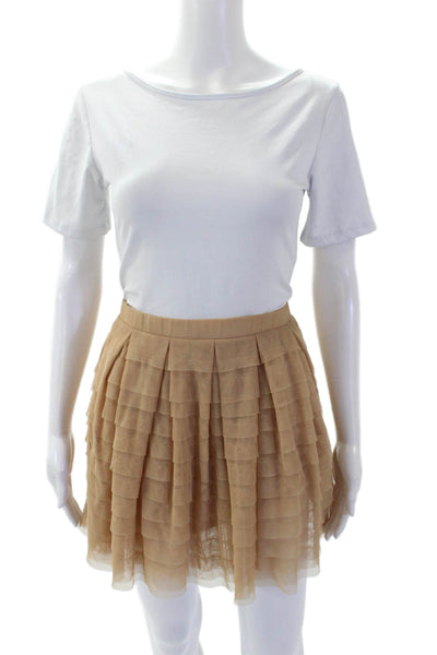 BCBG Max Azria Womens Pull On Tiered A Line Skirt Nude Beige Size Extra Small