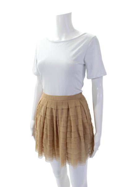 BCBG Max Azria Womens Pull On Tiered A Line Skirt Nude Beige Size Extra Small