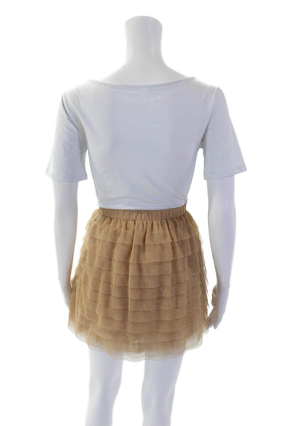 BCBG Max Azria Womens Pull On Tiered A Line Skirt Nude Beige Size Extra Small