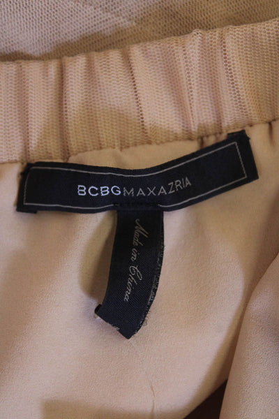 BCBG Max Azria Womens Pull On Tiered A Line Skirt Nude Beige Size Extra Small