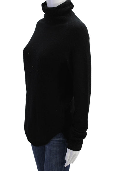 NSF Womens Cashmere Blend Long Sleeves Turtleneck Sweater Black Size Medium