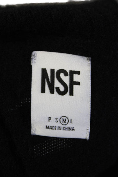 NSF Womens Cashmere Blend Long Sleeves Turtleneck Sweater Black Size Medium