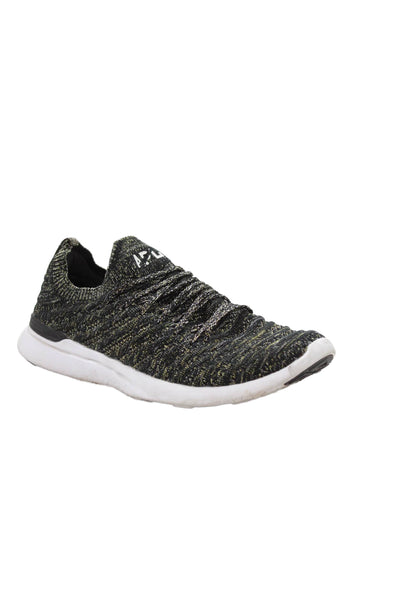APL Womens Techloom Wave Lace Up Low Top Sneakers Black Gold Metallic Size 9