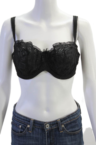 Masquerade Womens Sheer Adjustable Straps Full Coverage Bra Black Size 38DD