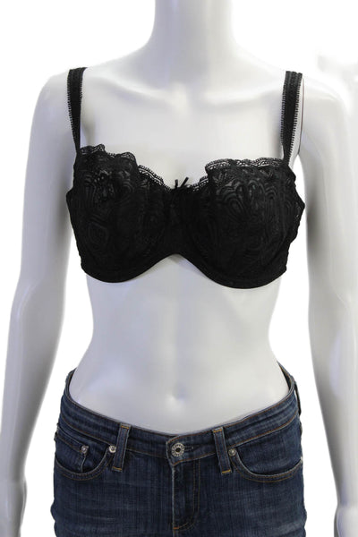 Masquerade Womens Sheer Adjustable Straps Full Coverage Bra Black Size 38D