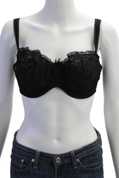 Masquerade Womens Sheer Adjustable Straps Full Coverage Bra Black Size 38E