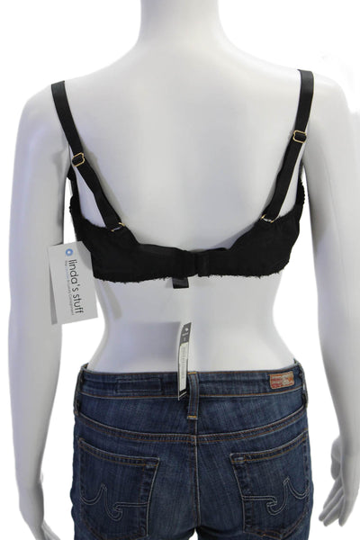 Miss Mandalay Womens Mesh Sheer Bow Accent Full Coverage Bra Black Size 38G