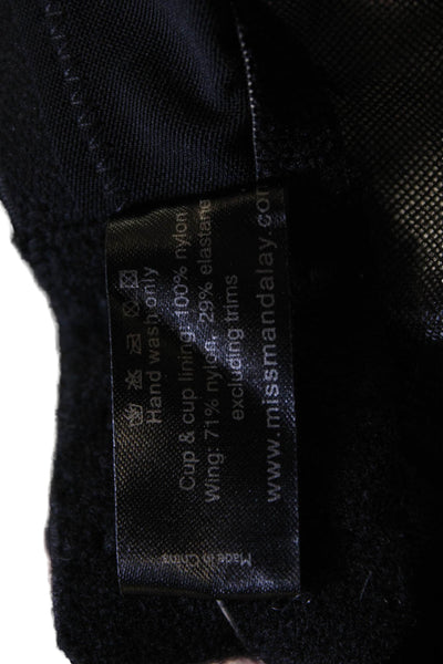 Miss Mandalay Womens Mesh Sheer Bow Accent Full Coverage Bra Black Size 38G