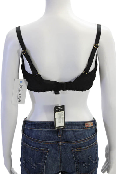 Miss Mandalay Womens Mesh Sheer Bow Accent Balconette Bra Black Size 38F