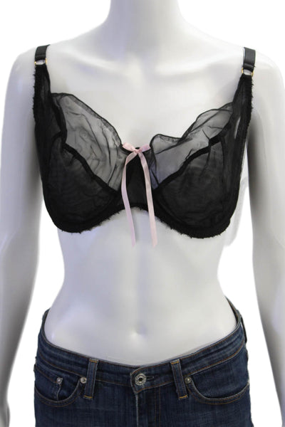 Miss Mandalay Womens Mesh Sheer Bow Accent Balconette Bra Black Size 38FF