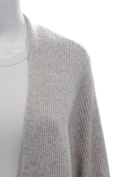 Pure Collection Women's Long Sleeves Ribbed Cardigan Sweater Gray Size 12