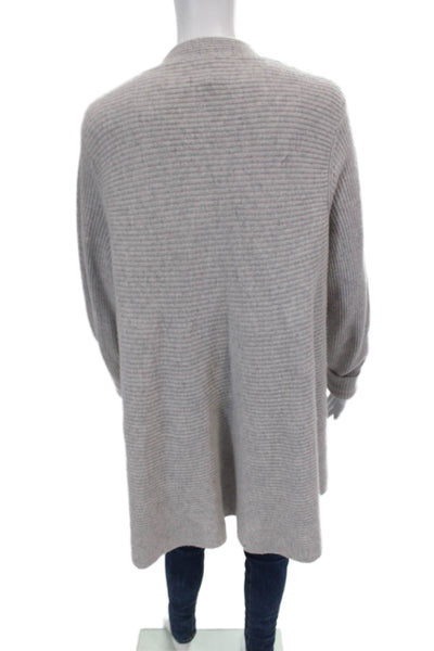 Pure Collection Women's Long Sleeves Ribbed Cardigan Sweater Gray Size 12