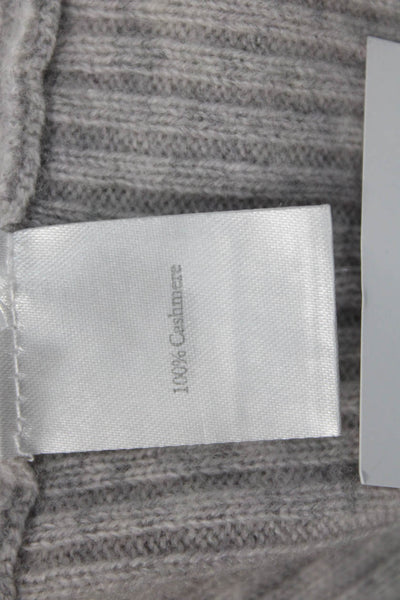 Pure Collection Women's Long Sleeves Ribbed Cardigan Sweater Gray Size 12