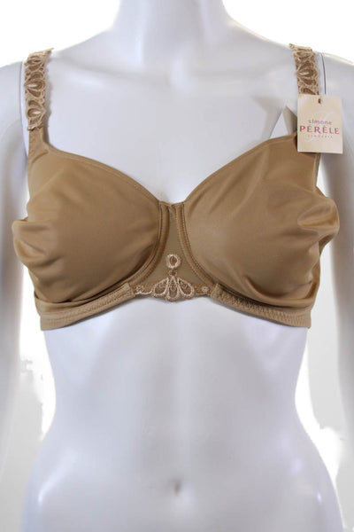 Simone Perele Womens Mesh Detail Underwired Full Coverage Bra Beige Size 42C