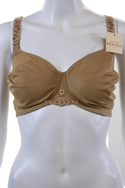 Simone Perele Womens Mesh Detail Underwired Full Coverage Bra Beige Size 42D