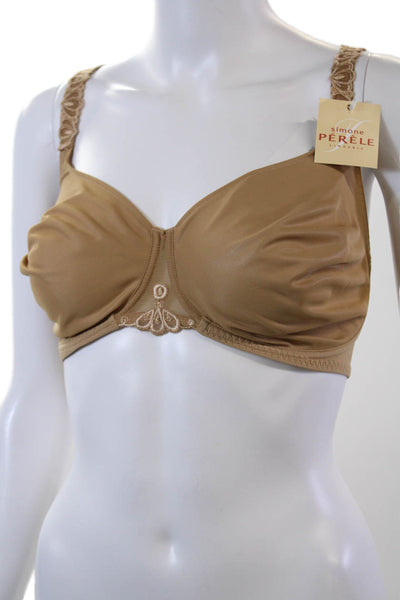 Simone Perele Womens Mesh Detail Underwired Full Coverage Bra Beige Size 42D
