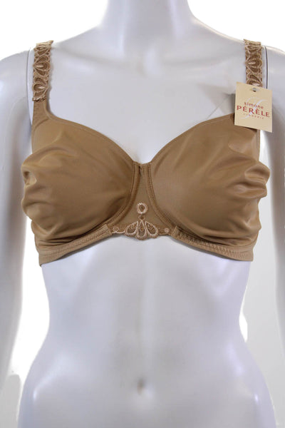 Simone Perele Womens Mesh Detail Underwired Full Coverage Bra Beige Size 40E