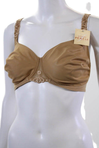 Simone Perele Womens Mesh Detail Underwired Full Coverage Bra Beige Size 40E