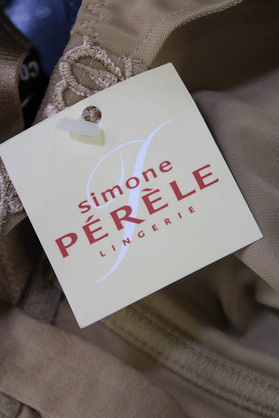 Simone Perele Womens Mesh Detail Underwired Full Coverage Bra Beige Size 40E