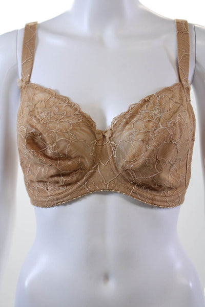 Conturelle Womens Lace Floral Adjustable Full Coverage Bra Beige Size 38E