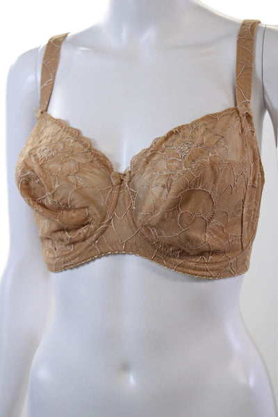 Conturelle Womens Lace Floral Adjustable Full Coverage Bra Beige Size 38E