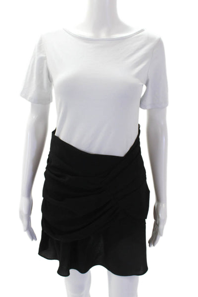 IRO Womens Side Zip Ruched Knee Length A Line Skirt Black Size FR 40