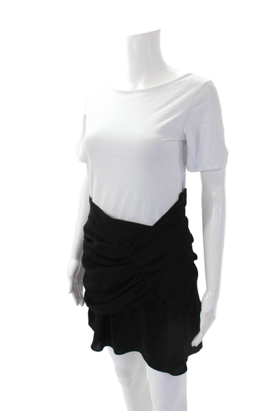 IRO Womens Side Zip Ruched Knee Length A Line Skirt Black Size FR 40