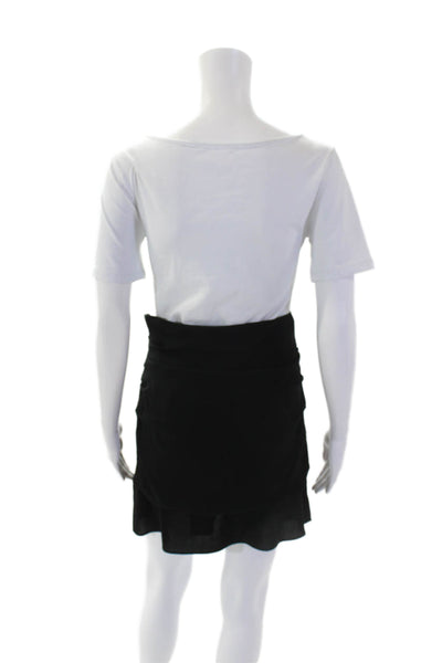 IRO Womens Side Zip Ruched Knee Length A Line Skirt Black Size FR 40